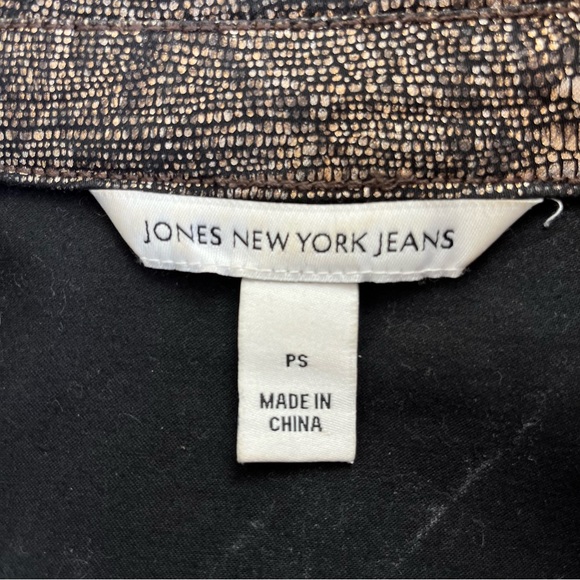 JONES NEW YORK Metallic Snakeskin Print Denim Style Jacket Size PS - Picture 7 of 8